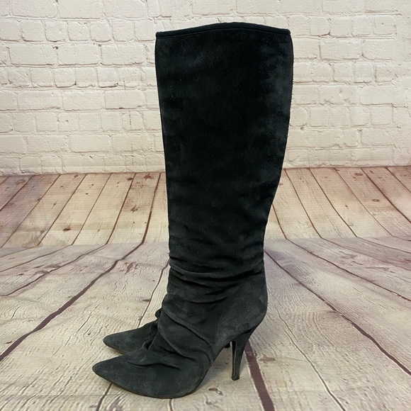 Pedro Garcia Grey Suede Slate Knee High Boots - Picture 7 of 8